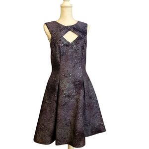 Pamella Roland 8 Purple Brocade Cocktail Party Dress Fairy Grunge dark shimmery